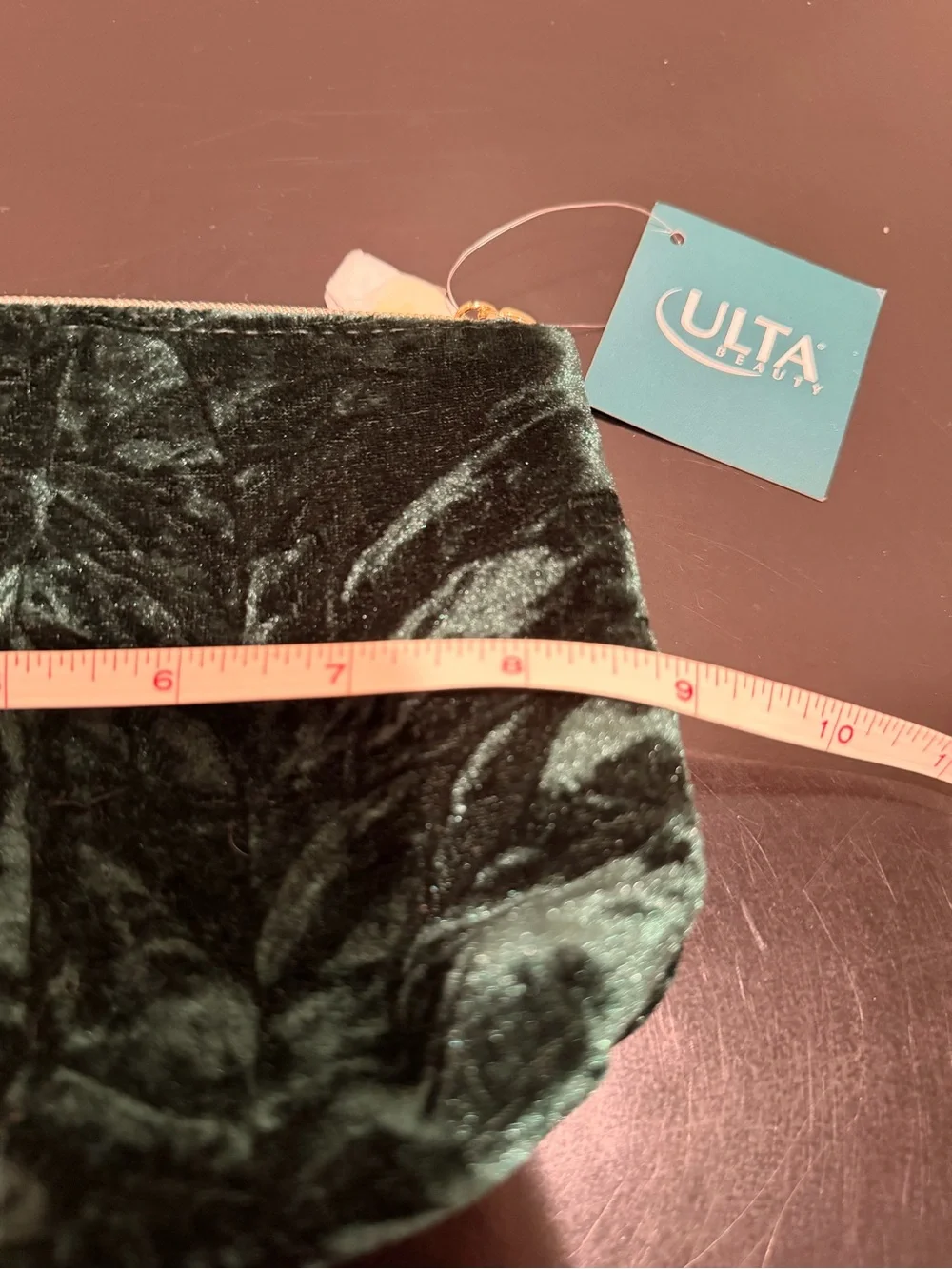 Ulta Beauty Dark Emerald Green Velvet Makeup Pouch